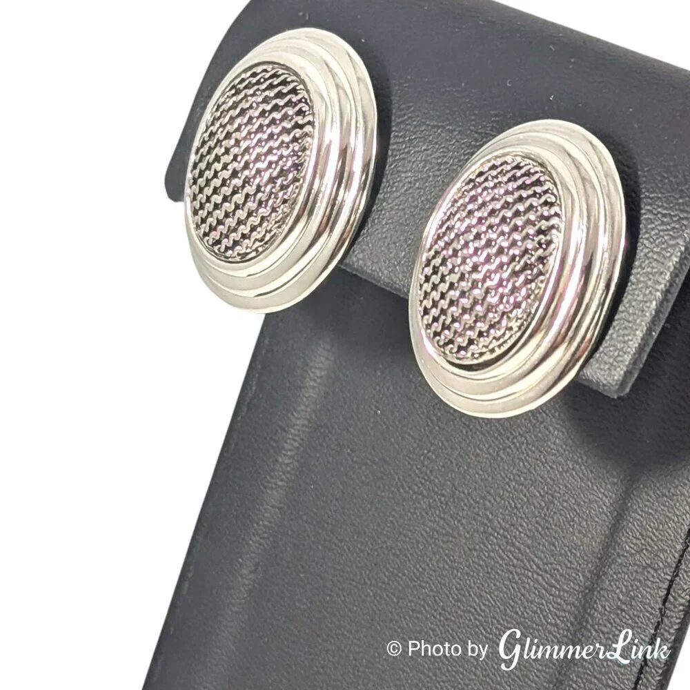Vintage Avon Silver Tone Magnetic Convertible Mesh Earrings – 1999 Modernist